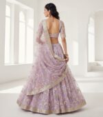 Elegant Pastel Lavender Embroidered Lehenga - Image 3