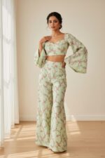 Elegant Light Green Floral Cordset