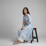 Elegant Light Blue Floral Embroidered Top