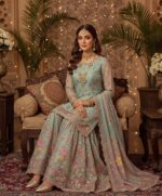 Elegant Pastel Floral Embroidered Pakistani Sharara PK - 165 - Image 3