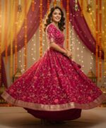 Elegant Magenta Floral Embroidered Anarkali - Image 2