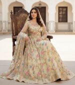 Elegant Pastel Embroidered Pishwas with Floral & Bird Motifs - Image 3