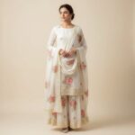 Elegant White Floral Embroidered Sharara Set