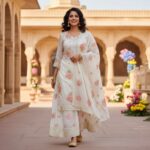 Elegant White Floral Embroidered Sharara Set - Image 3