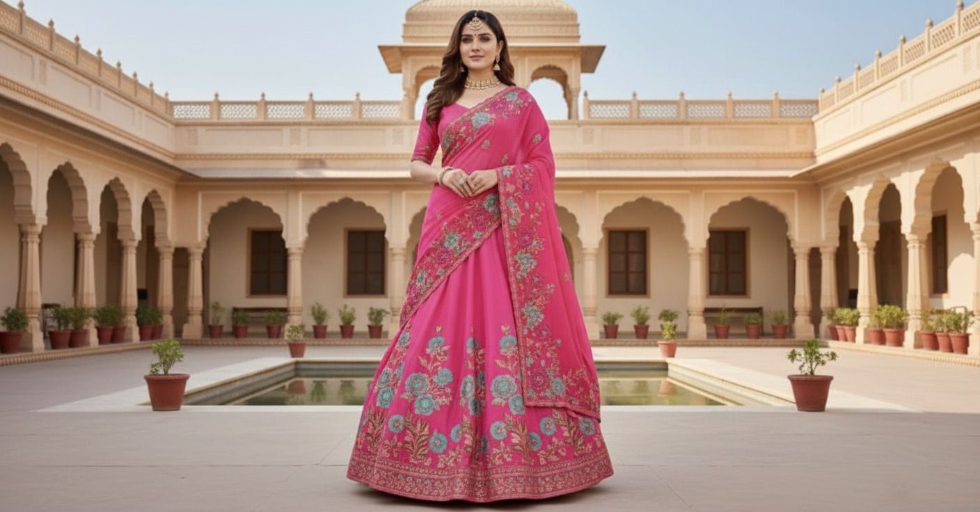 WhatsApp Image 2025-10-02 at 1.10.33 PM (1) Elegant Pink Floral Embroidered Saree - Image 1