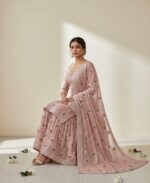 Elegant Blush Pink Embroidered Sharara Suit - Image 3