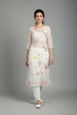 HKb-67 Bright Floral Embroidered Kurti - Image 3
