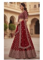 Elegant Red Embroidered Lehenga with Intricate Floral Design - Image 2