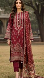 ethnic dress Maroon Ethnic Printed Straight Suit Set with Dupatta - Image 2