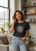 Printed Black T-Shirt for Women