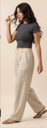 Grey Fitted Crop T-Shirt for Women - Image 3