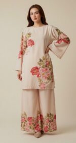 Floral Pastel Co-Ord Set - Kurta & Palazzo for Women