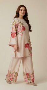 Floral Pastel Co-Ord Set - Kurta & Palazzo for Women - Image 2