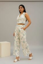 Floral Co-ord Sleeveless Shirt & Wide-Leg Pant Set - Image 2