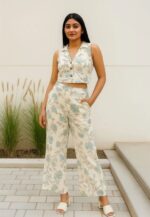 Floral Co-ord Sleeveless Shirt & Wide-Leg Pant Set