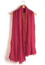 Deep Pink Crinkled Tassel Dupatta