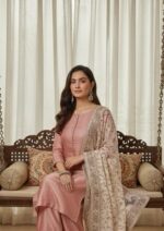 Ethereal Ivory Floral Embroidered Organza Dupatta with Intricate Scalloped Border - Image 2