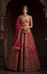 Royal Crimson Heritage Zardozi bridal Lehenga Set - Image 3