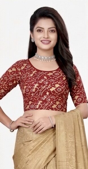 Women’s Maroon Bandhani Printed Readymade Blouse