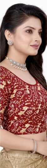 Women’s Maroon Bandhani Printed Readymade Blouse - Image 3