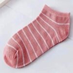 Breathable Low-Cut Ribbed Cotton Sneaker Socks – Blush Pink